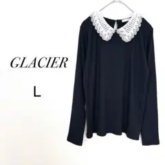 グラシア ハニーズ リブカットソー ブラック レース襟　L 華やか　美品