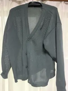 グリーン メッシュ カーディガン L