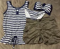 ストライプ セパレート水着4点セット