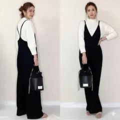 かおちゃん様専用　サロペット 黒 L オールインワン オールシーズン ブラック