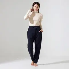 【新品】チャコット　裏起毛テーパードパンツ　ブラック　Lサイズ