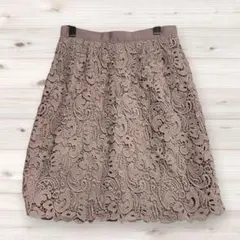 ミッシュマッシュ（S）総レース タイトスカート くすみピンク 淡色　ひざ上丈