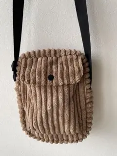 コーデュロイリブデザインショルダーバッグ