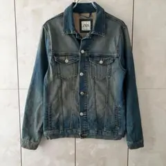 ZARA デニムジャケット メンズS インディゴ ユーズド加工のサムネイル
