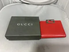 【箱付き】GUCCI 二つ折り財布 G金具 レザー レッド ヴィンテージ