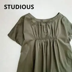 STUDIOUS ギャザー フレンチスリーブ プルオーバー カーキのサムネイル