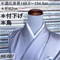 AK-667 友禅 鳥 素敵なデザイン 付下げ 正絹　広衿　袷　着物