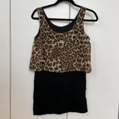 ワンピース　ヒョウ柄　ギャル　ノースリーブ　ミニスカート　タイト　レース　M