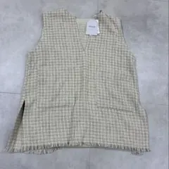新品　チェック柄 ツイード　ノースリーブベスト　マタニティにも
