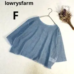 ローリーズファーム　シースルークロップド半袖カットソー　ラウンドネック　ブルーF