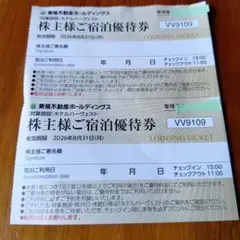 ◆東急ハーヴェスト宿泊優待券　2枚セットのサムネイル