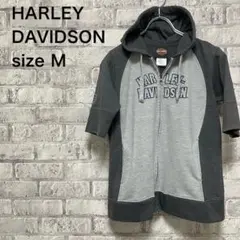 【HARLEYDAVIDSON】ハーレダビッドソン 半袖ジップパーカー Mサイズのサムネイル