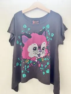 GrandGround グラグラ 半袖Tシャツ 猫柄 ダークグレーのサムネイル