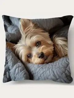 犬の顔プリント クッションカバー 17.7インチ