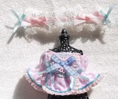 ぬい服 ハートメイド服 ピンク×水色 10cm〜12cm