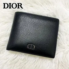 【未使用級】ディオール マネークリップ CDアイコン 二つ折り財布 ブラック 黒 DIOR | マネークリップ付き ウォレット CD Icon グレインド