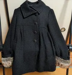 axes femme ブラック ファー付きロングコート