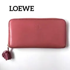 LOEWE /ロエベ アナグラム・タッセル付き ラウンド長財布 ピンク