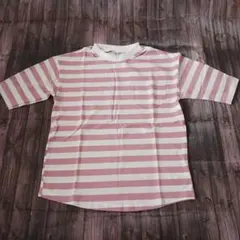 CIAO CIAO friend ボーダー ポケット付き Tシャツ ピンク