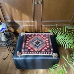 ペルシャ絨毯 ヤラメ産 手織り トライバルラグ ウール 座布団