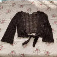 レース編み カーディガン ダークブラウン