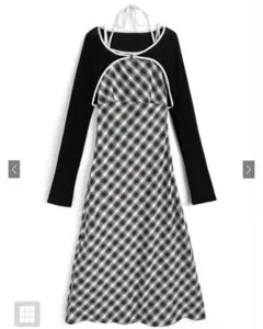 【新品未開封】GRLチェック柄ホルターネックワンピース×シアーボレロアンサンブル