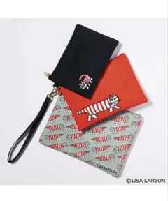 GLOW2025年9月号付録 LISA LARSON ねこのマイキー3連ポーチ