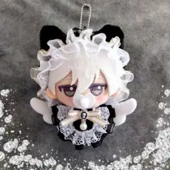 ちびぐるみ　黒猫耳ヘッドドレス　アンティーク風　スタイ　おしゃぶり　眼帯　羽根