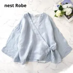 nest robe(ネストローブ) 5部袖 リネンブラウス 2024/定価2.4万】ネストローブ nest Robe リネンラミーフリルカラー
