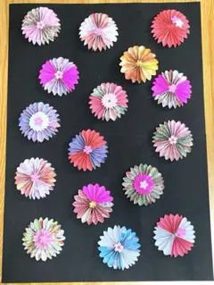 折り紙　春ペーパーファン① 16枚　壁面飾りに♪※おまとめ不可