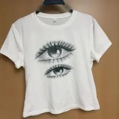 アイプリント Tシャツ ホワイトY2K パンク　グランジ　ストリート クロップ