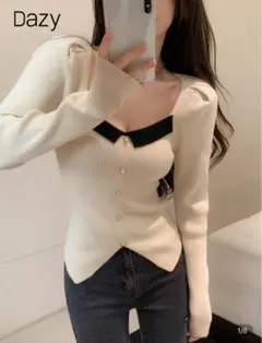 SHEIN ホワイトニットトップス　XLサイズ