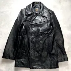 雰囲気抜群 SCHOTT ショット USA製 レザーピーコート 本革 640 S