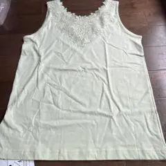 新品！レースタンクトップ ノースリーブ 花柄レース クリーム黄色味色Lサイズのサムネイル