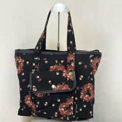 KETTY 花柄A4大容量トートバッグ ブラック　花柄36