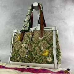 美品✨トリーバーチ　Tモノグラム ジャカード エンブロイダリー スモール トート