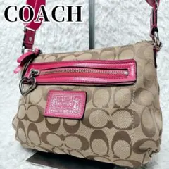 COACH コーチ シグネチャー ショルダーバッグ ピンク ハート ポピー