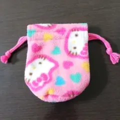 【未使用】ハローキティ フリース巾着袋 ピンク