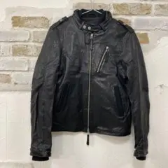 ekam風 美品羊革 LAID変形短丈 レザージャケット シングルライダース S 