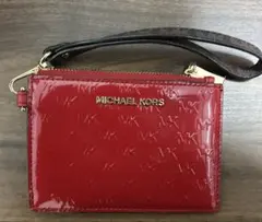 MICHAEL KORS カードケースコインケース　レザー　エナメル レッド