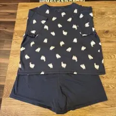 GU　ジーユー　猫柄パジャマ　部屋着　ルームウェア　Lサイズ