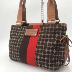 美品✨kate spade ケイトスペード ハンドバッグ レザー キャンバス 茶