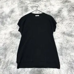 【アーヴェヴェ】バックロングニットベスト ブラック M シンプル 春秋【美品】