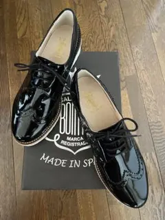 ボントレ BONYREジュート厚底レースアップシューズ ブラック 24センチ