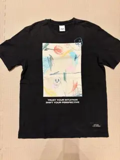 ZARA アートプリント ブラック Tシャツ L
