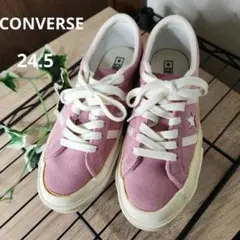 【美品】コンバース スター＆バーズ スエード 24.5 ピンク 1CL755