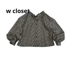 w closet ダブルクローゼット　花柄 長袖シャツ　ブラウス　フリー　黒　白