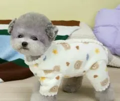 犬服 小型犬用 クマ模様 フリース Sサイズ。