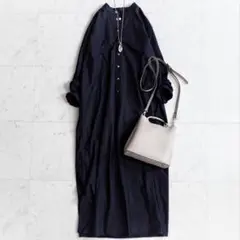 美品✨ギャルリーヴィー プレミアムオックス バンドカラーシャツワンピース 黒