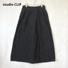 スタジオクリップ／ドラムパンツ L ウエストゴム ドット柄 コーデュロイ 黒